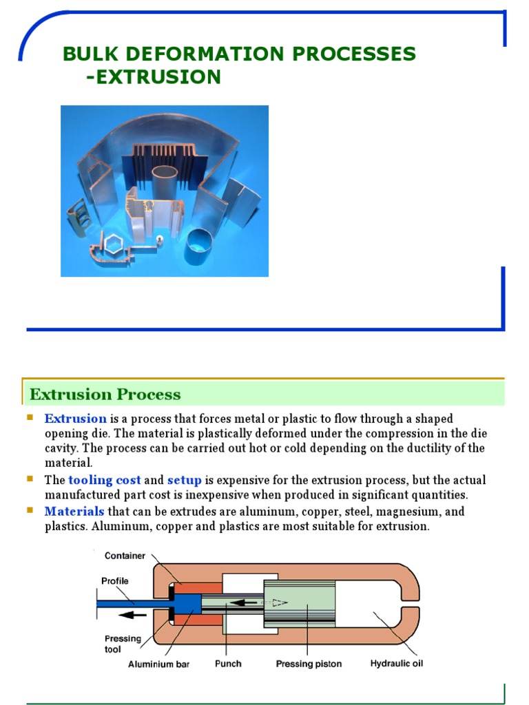 Bulk Deformation Processes - Extrusion | PDF | Extrusion | Materials