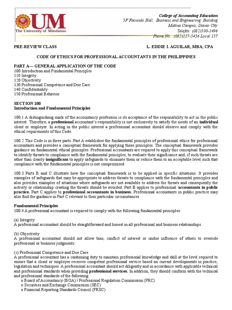 Code of Ethics | Confidentiality | Accounting