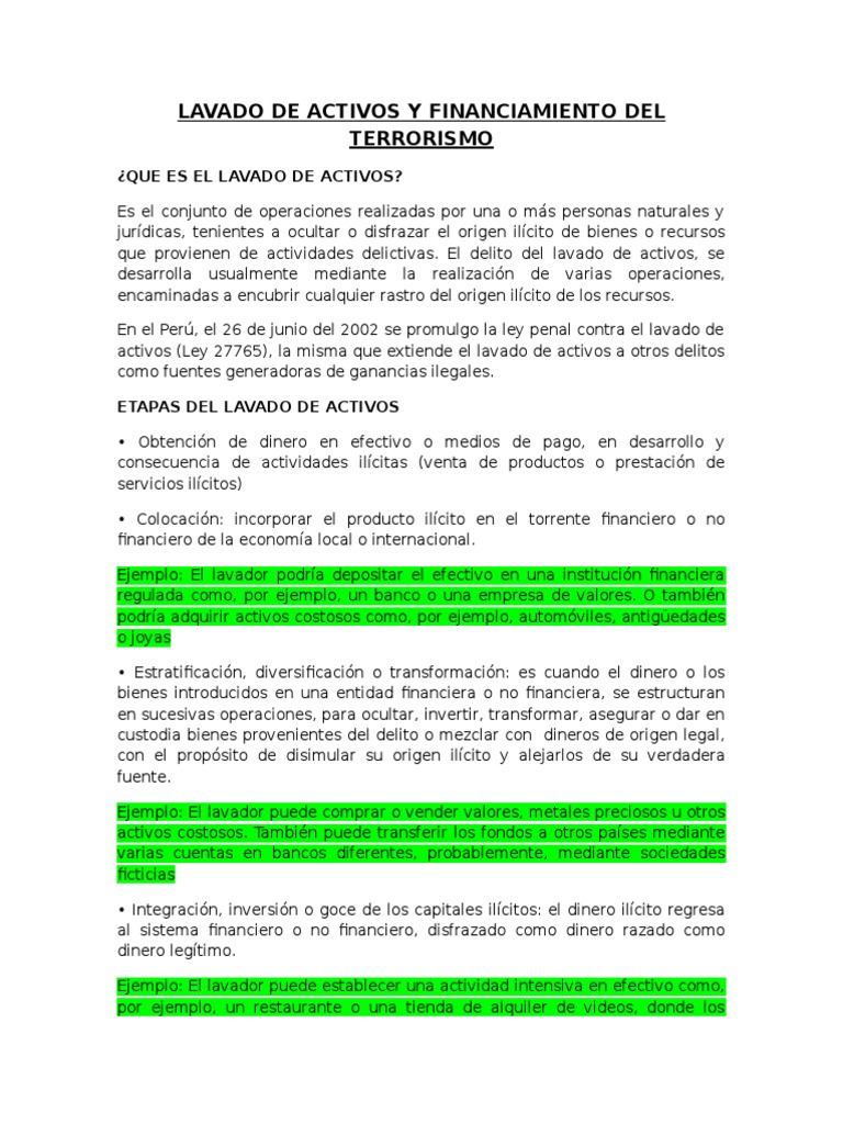 Lavado de Activos y Terrorismo | PDF | Lavado de dinero | Bancos