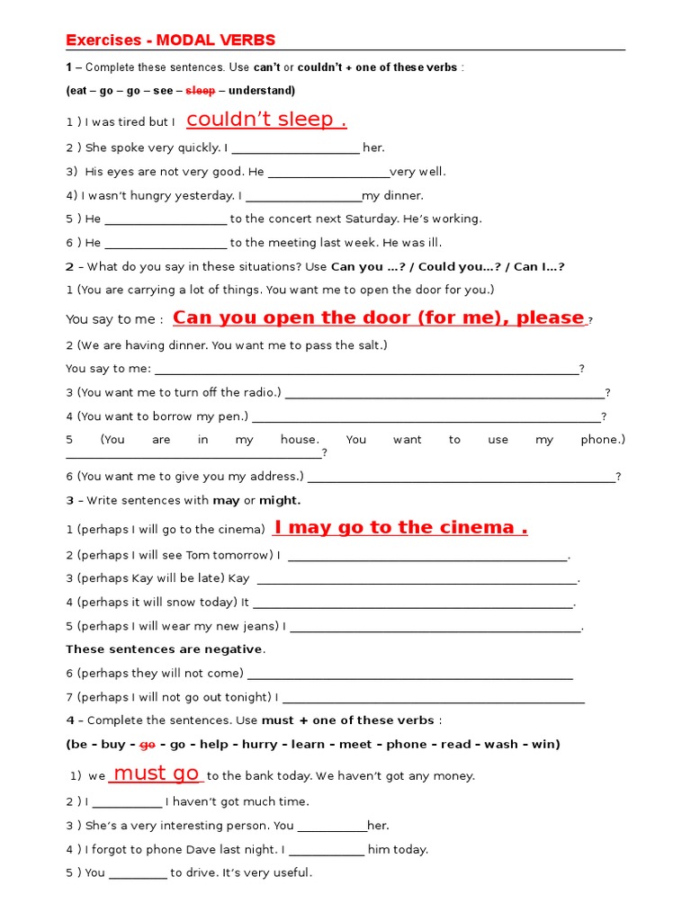Modal Verbs exercícios