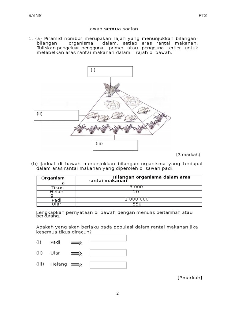 Soalan Sains tingkatan 2