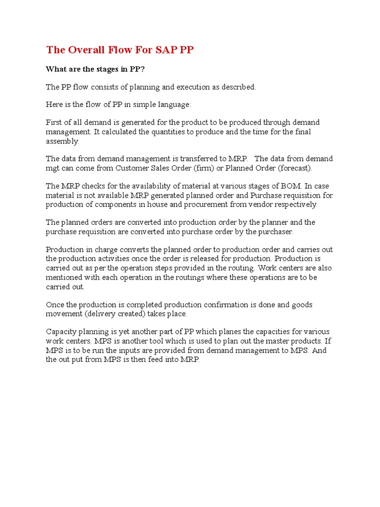 SAP PP Process Overview and Strategies | PDF | Stocks | Demand