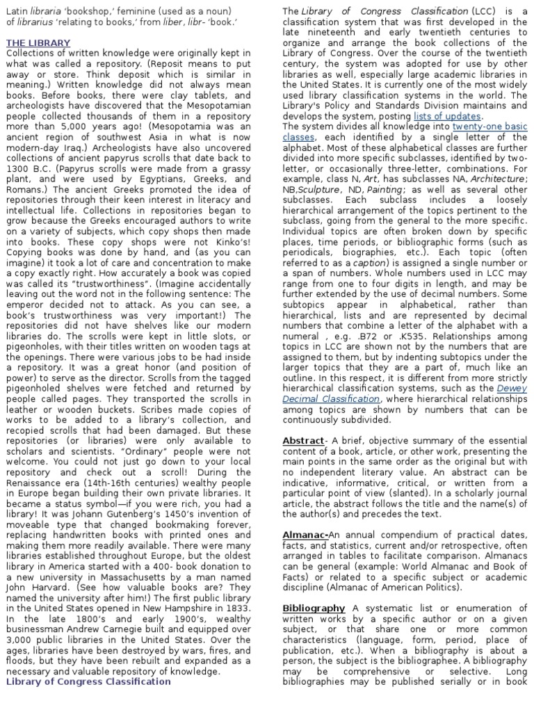 LIBRARY OF CONGRESS CLASSIFICATION PDF FILES visual data 3