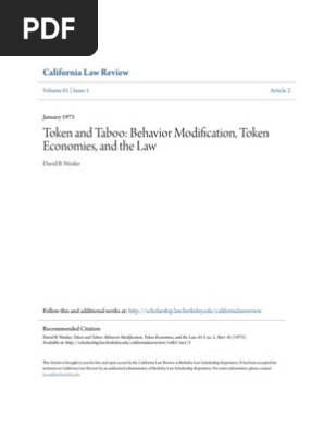 Token and Taboo_ Behavior Modification Token Economies and The