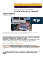 FDA: Wendy's Durian Candy Tainted With Bacteria: Refuerzo, Maria Godesa F. 4Fph Pharchm 4 HW