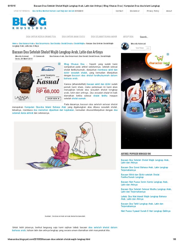 Bacaan Doa Setelah Sholat Wajib Lengkap Arab Latin Dan Artinya