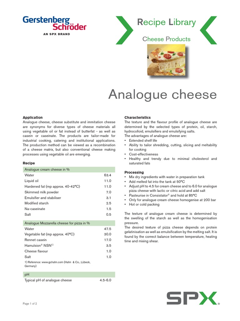 Analogue Cheese Cheese Foods