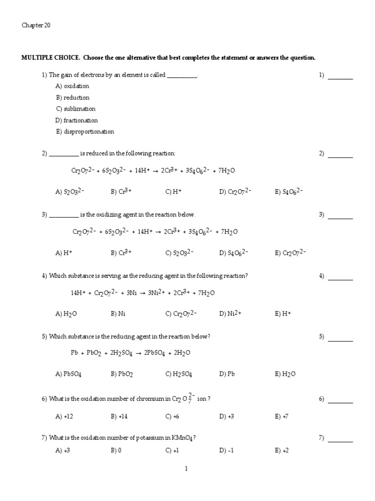 Practice Questions For Chemistry Edexcel | PDF | Redox | Anode