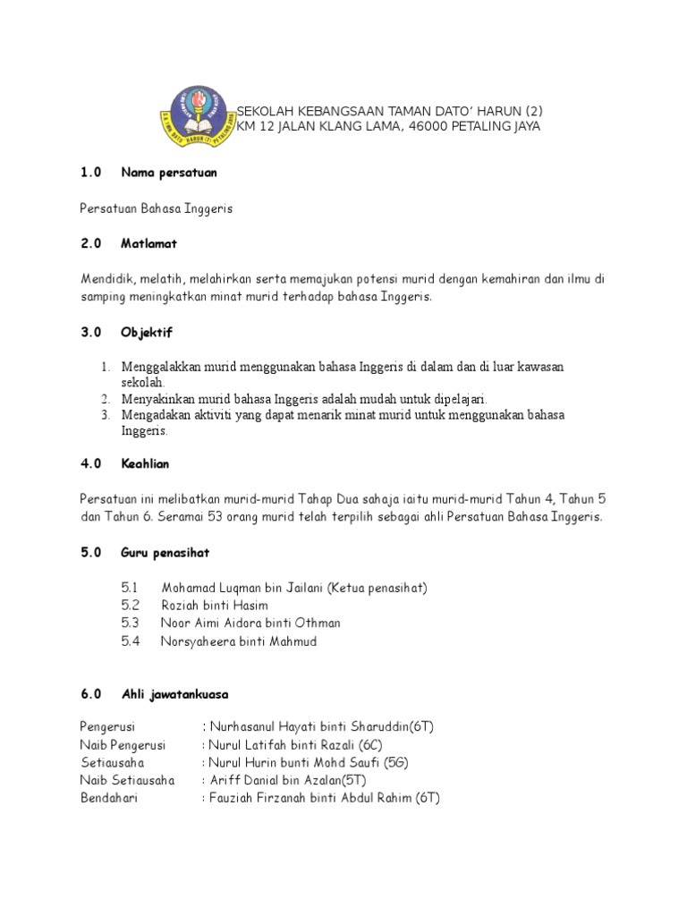 Laporan Tahunan Persatuan Bahasa Inggeris 2015
