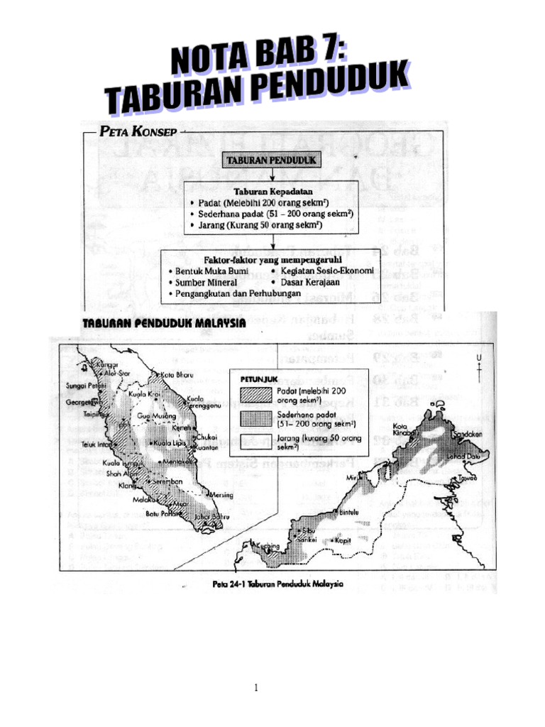 Geografi Tingkatan 2 Nota Bab 7 Taburan Penduduk Pdf