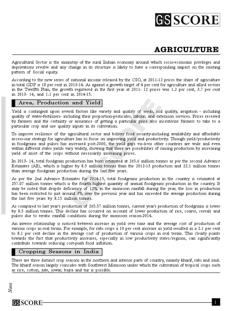 Indian Agriculture Overview and Policies | PDF | Agriculture | Organic ...