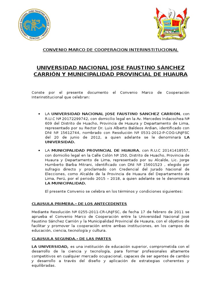 Convenio Marco de Cooperacion Interinstitucional Muni y Universidad ...