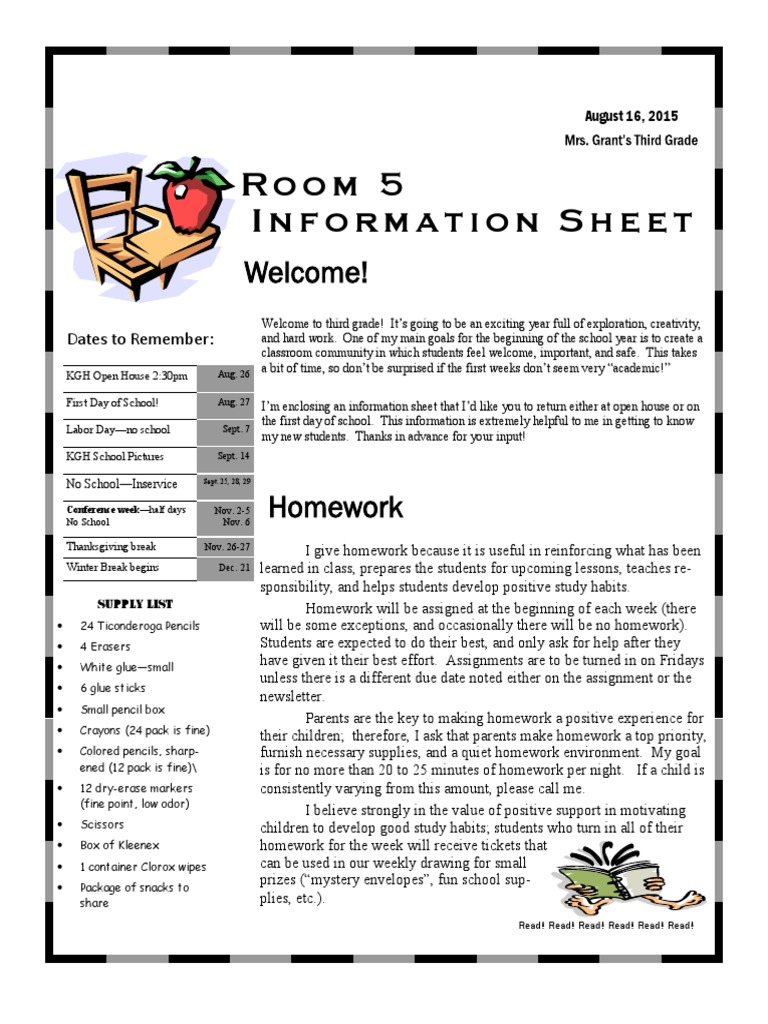 Third Grade Homework Guidelines and Info | PDF | Homework | Schools