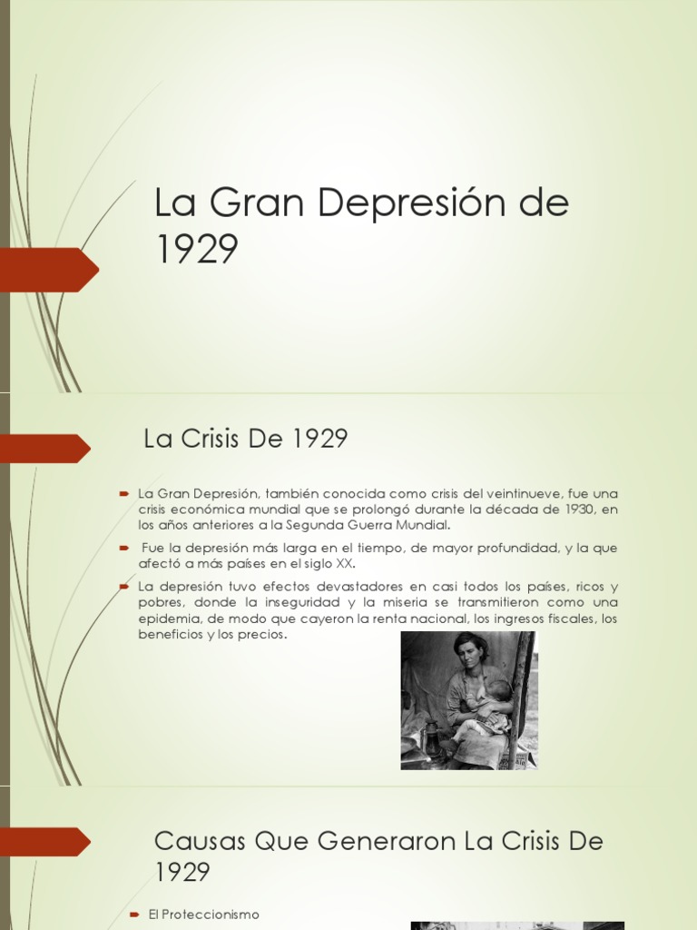Causas y Efectos de la Gran Depresión | PDF | Gran depresion | Nuevo ...