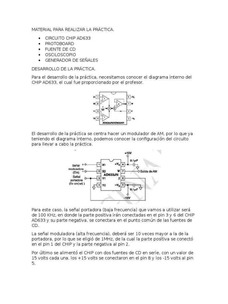 Práctica con Chip AD633: Modulador AM | PDF