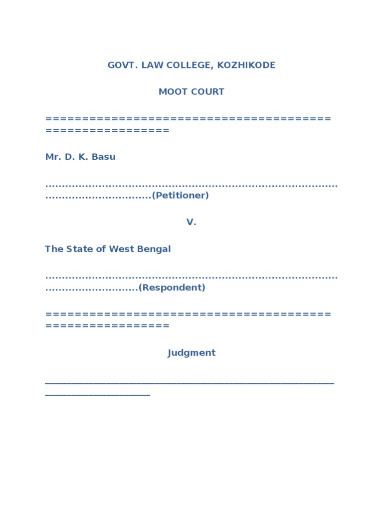 Govt. Law College, Kozhikode Moot Court PDF Crime & Violence