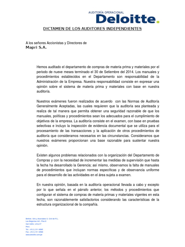 Dictamen Auditoria Operativa