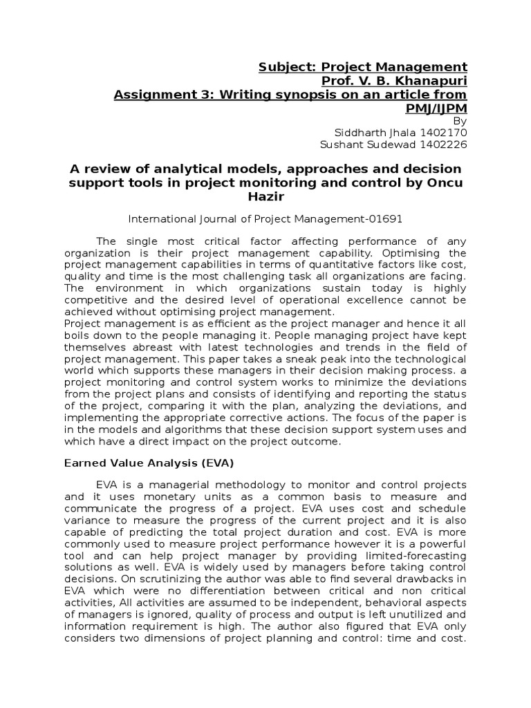 Project Management paper review | Project Management | Mathematical ...