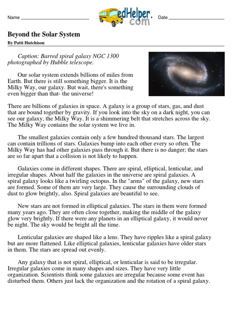 Unit 1 Lesson 2 Galaxy Edhelper Do Now | PDF | Milky Way | Physical ...