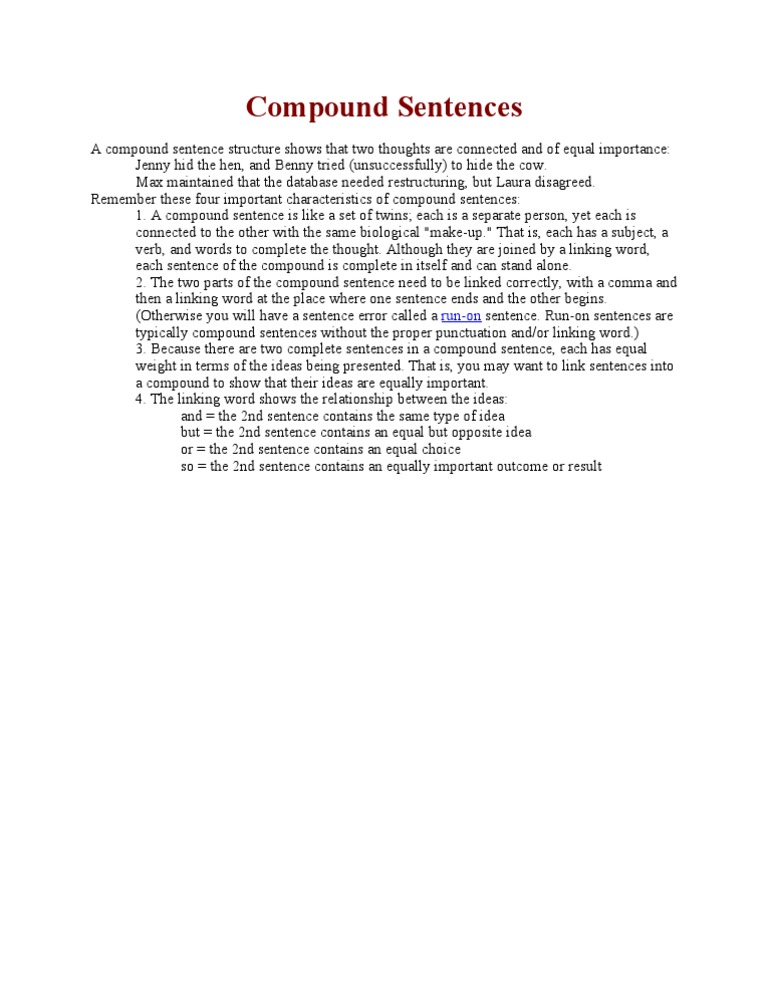 Understanding Compound Sentences | PDF