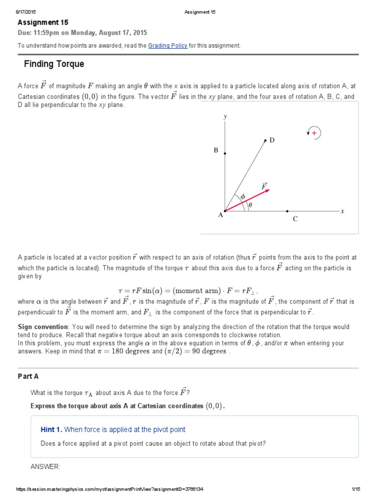 Assignment 15 for Mastering Physics Sine
