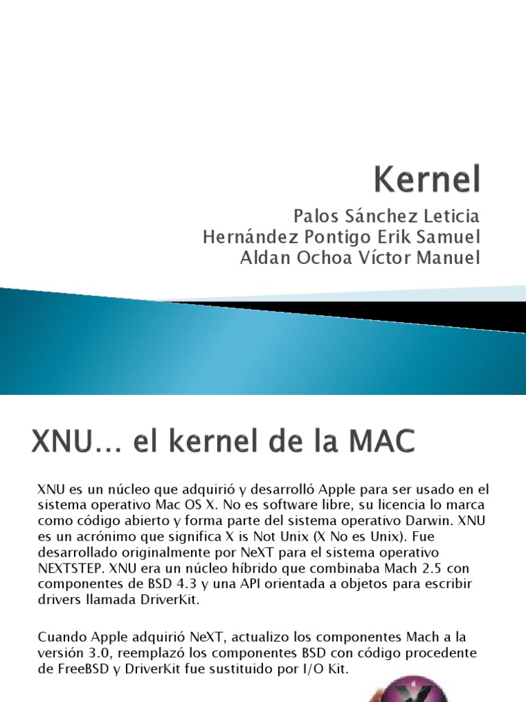 Núcleo XNU de Mac OS: Diseño y Funciones | PDF | Kernel (sistema ...