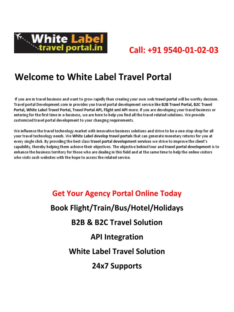 White Label Travel Portal Solutions | PDF | Travel Agency | Websites