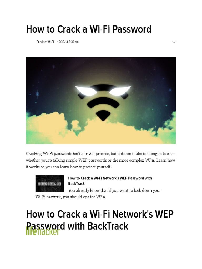 How to Crack a WiFi Password Wi Fi Password