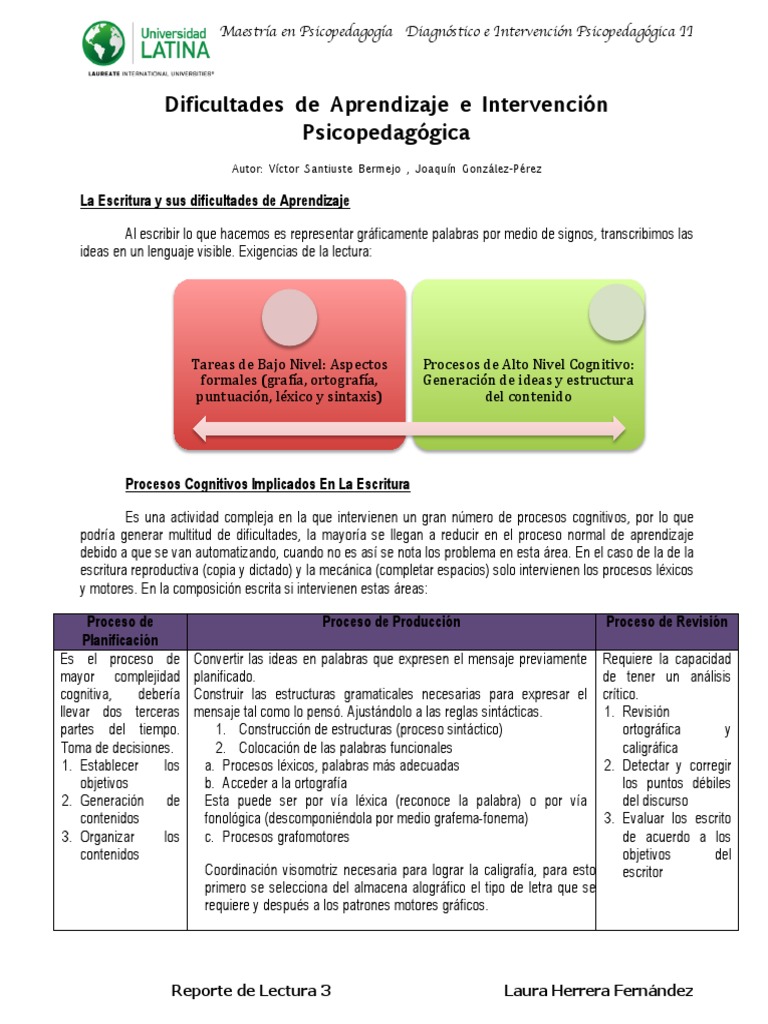 3 Dificultades de Aprendizaje e Intervencion Psicopedagógica | PDF ...