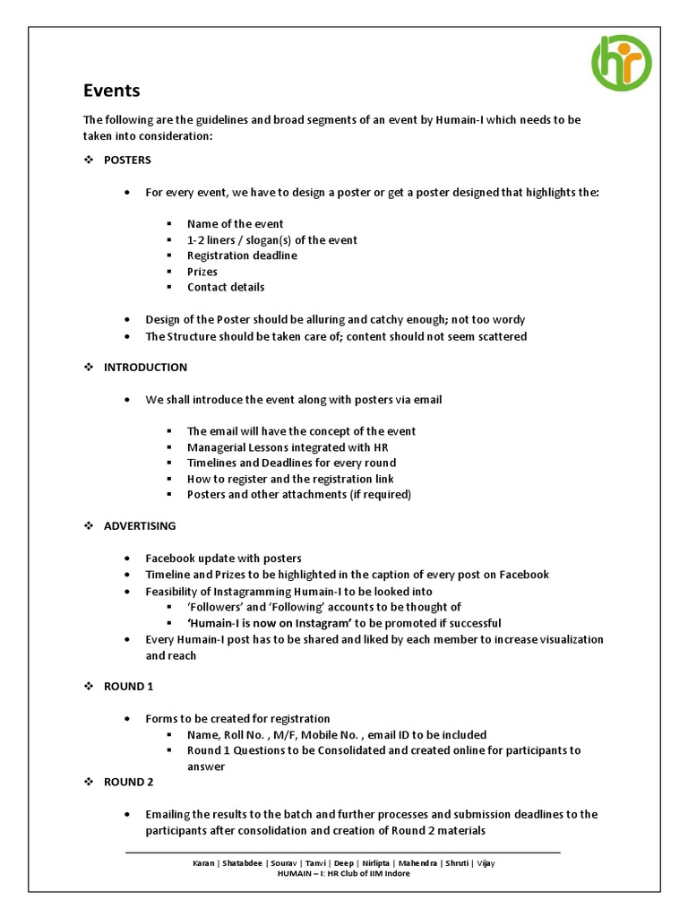 Events Guidelines For Any Club | PDF | Career & Growth