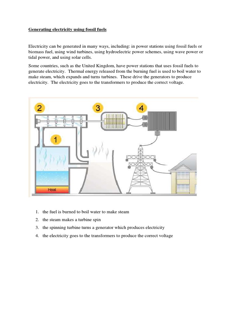 Fossil Fuel Electricity Generation Steps | PDF | Technology & Engineering