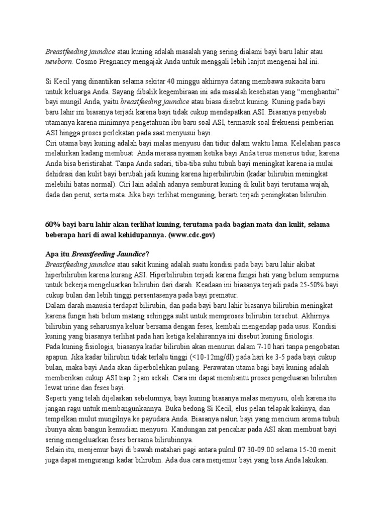 Breastfeeding Jaundice Atau Kuning Adalah Masalah Yang Sering Dialami