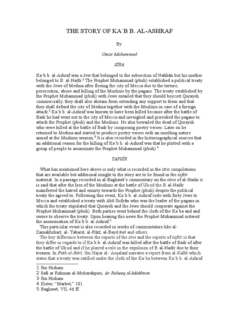 The Story of Ka'b B. Al-Ashraf | PDF | Medina | Muhammad