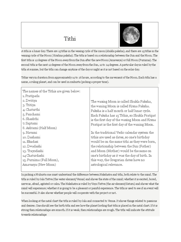 Understanding Tithis in Astrology | PDF | Planets In Astrology ...