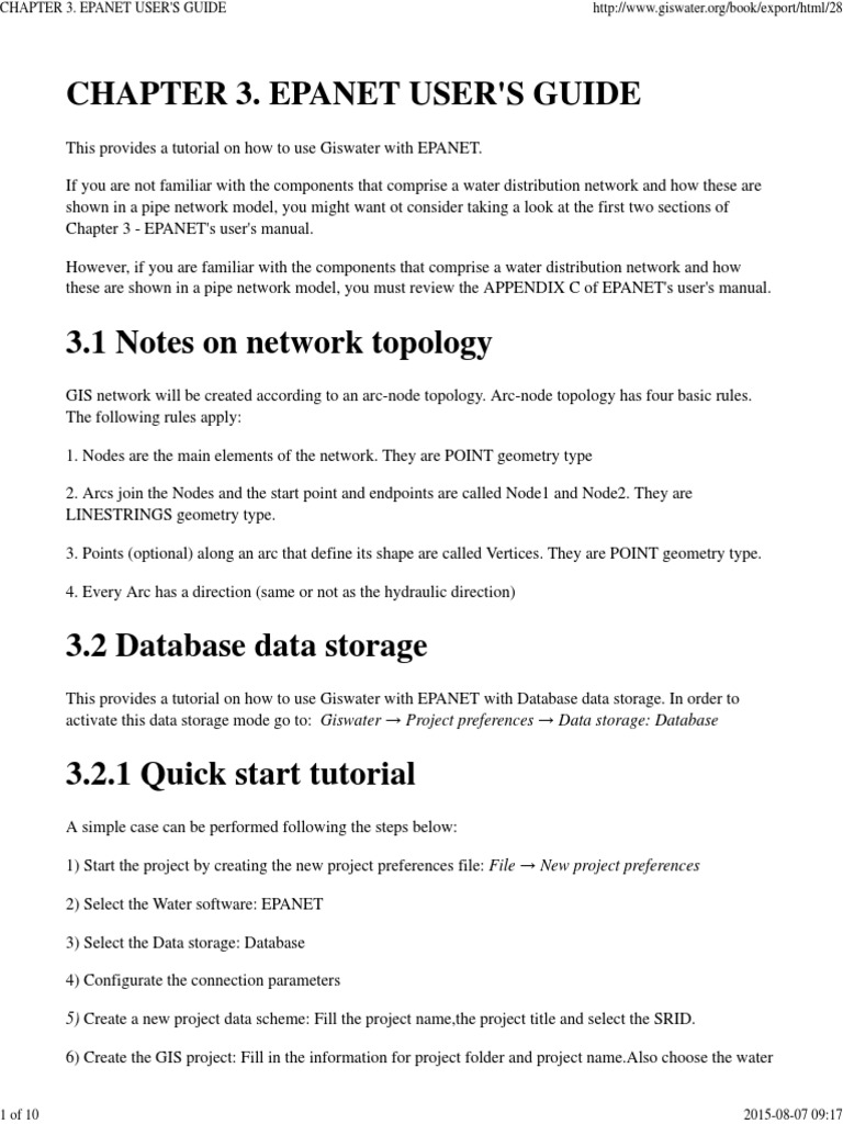 Chapter 3. Epanet User's Guide | PDF | Geographic Information System ...