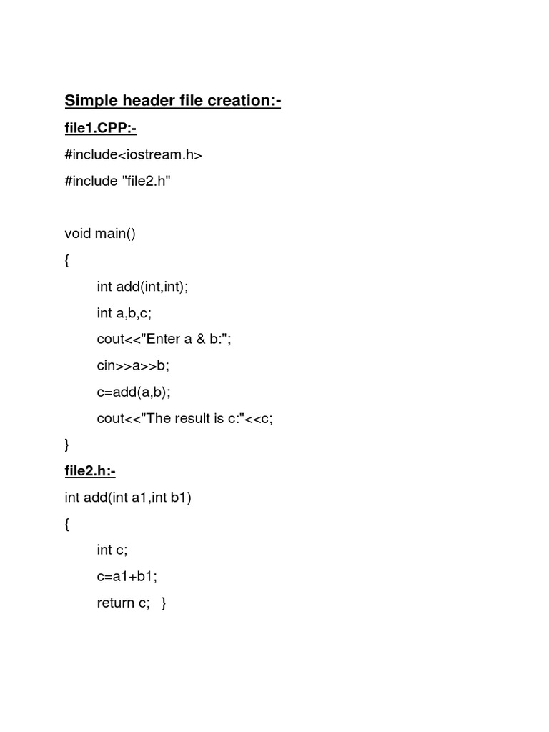 Header File Creation in C++ | PDF | Computers | Technology & Engineering
