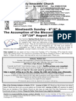 Newsletter 8th 9th & 15th 16th August 2015 19th Sunday & The Assumption Year B