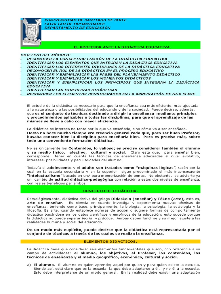 El Profesor y la Didáctica Educativa | PDF | Maestros | Plan de estudios