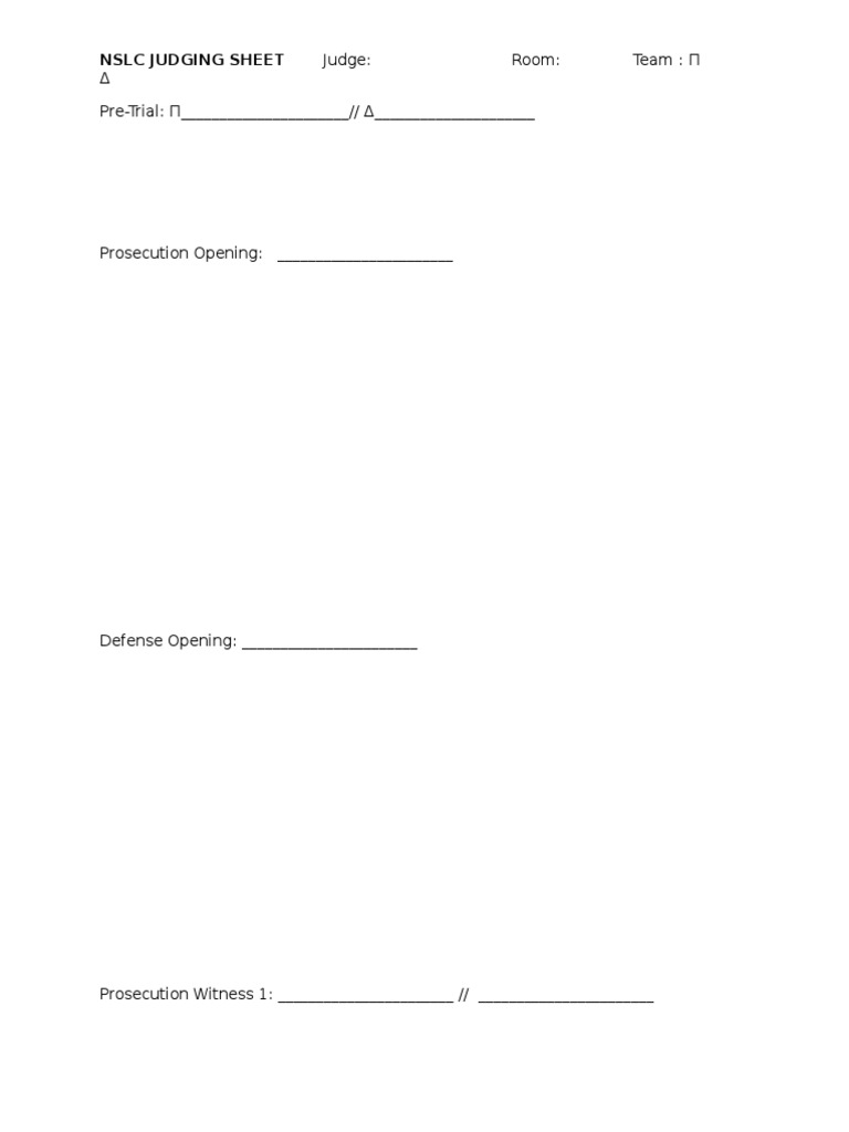 NSLC Judging Sheet Template | PDF | Foreign Language Studies | Law