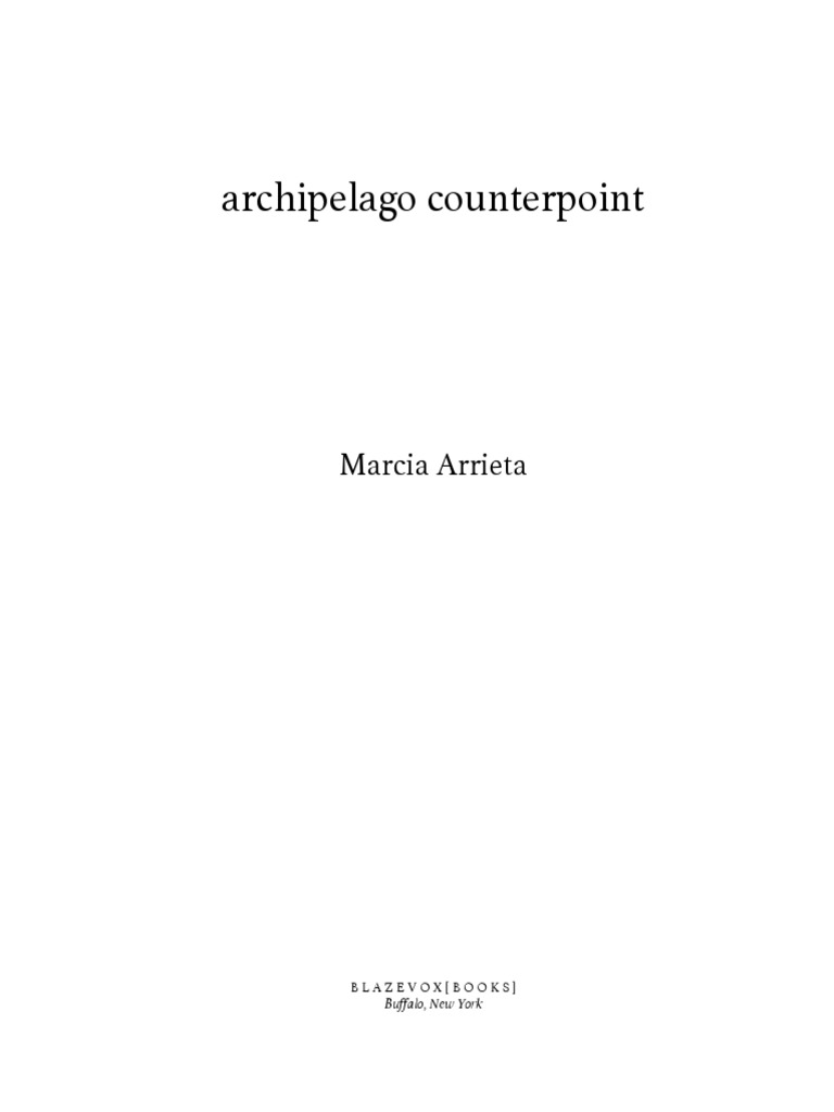 Archipelago Counterpoint by Marcia Arrieta Book Preview PDF Poetry