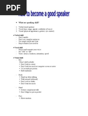 become a good speaker