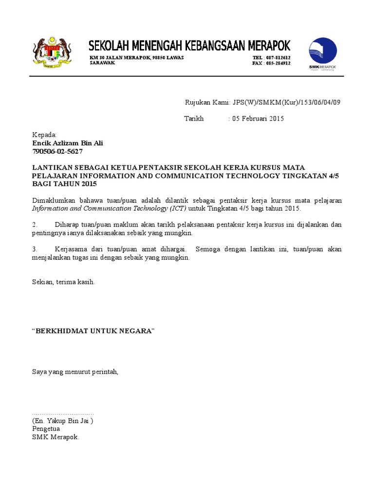 Contoh Surat Lantikan Sub Kontraktor Malaysia