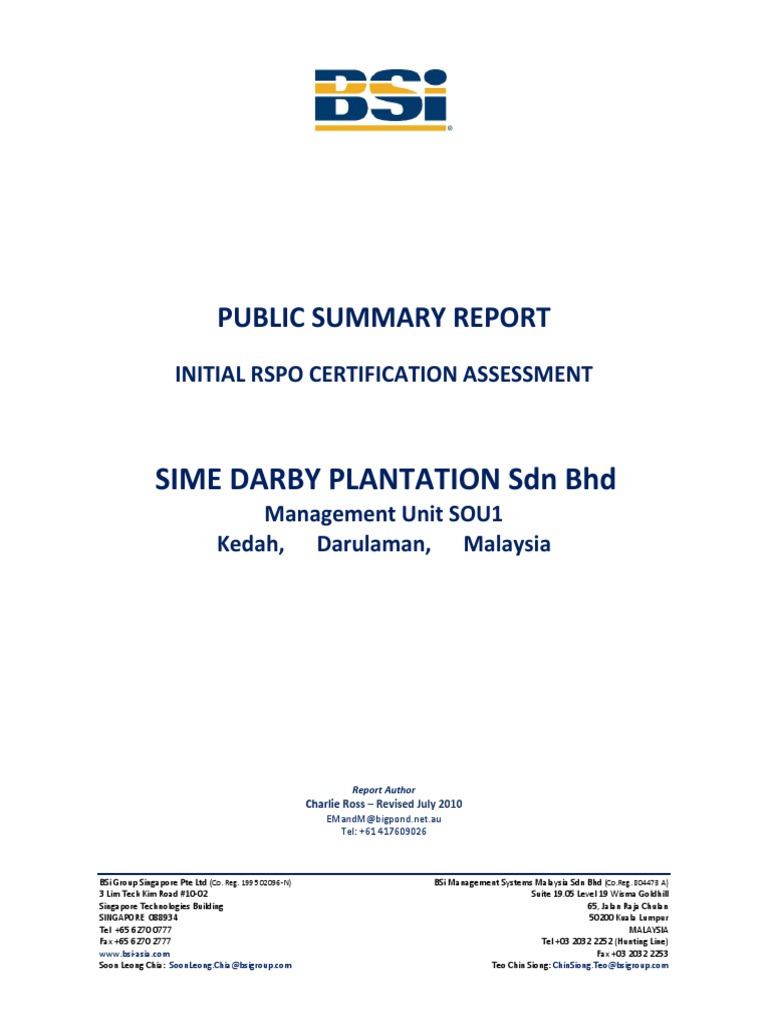 Padang Buluh Estate RSPO Assessment | PDF | Audit | Occupational Safety ...