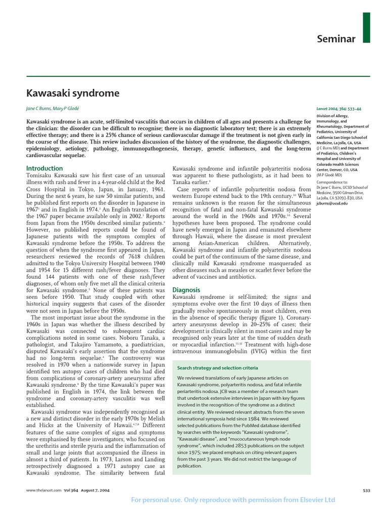 Kawasaki Syndrome A Review of Diagnosis and Treatment PDF Aspirin