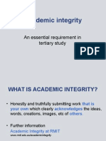 Academic Integrity: An Essential Requirement in Tertiary Study