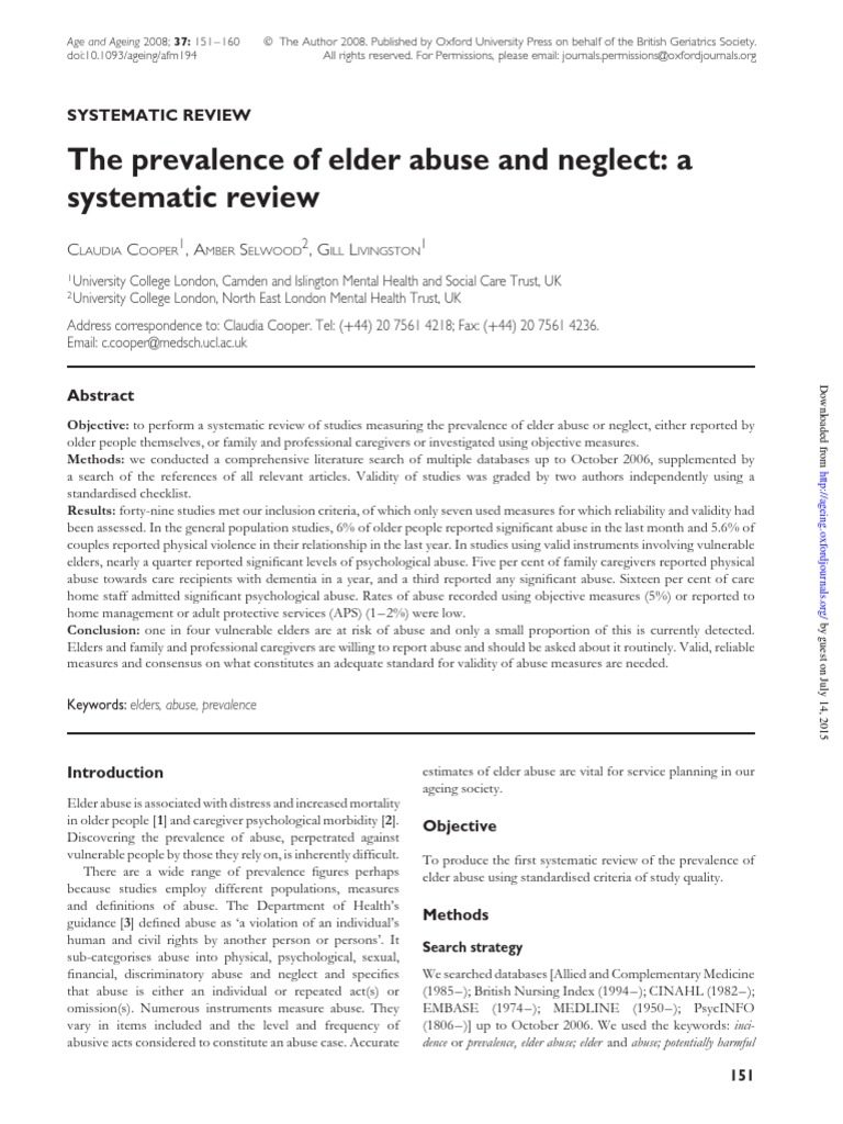 Prevalence of Elder Abuse: Systematic Review | PDF | Survey Methodology ...