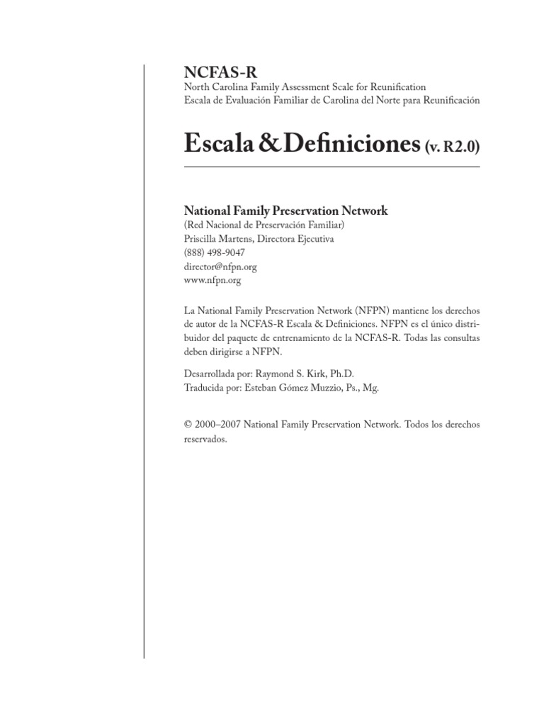Escala Ncfasr Sample | PDF | Bienestar | Medicina