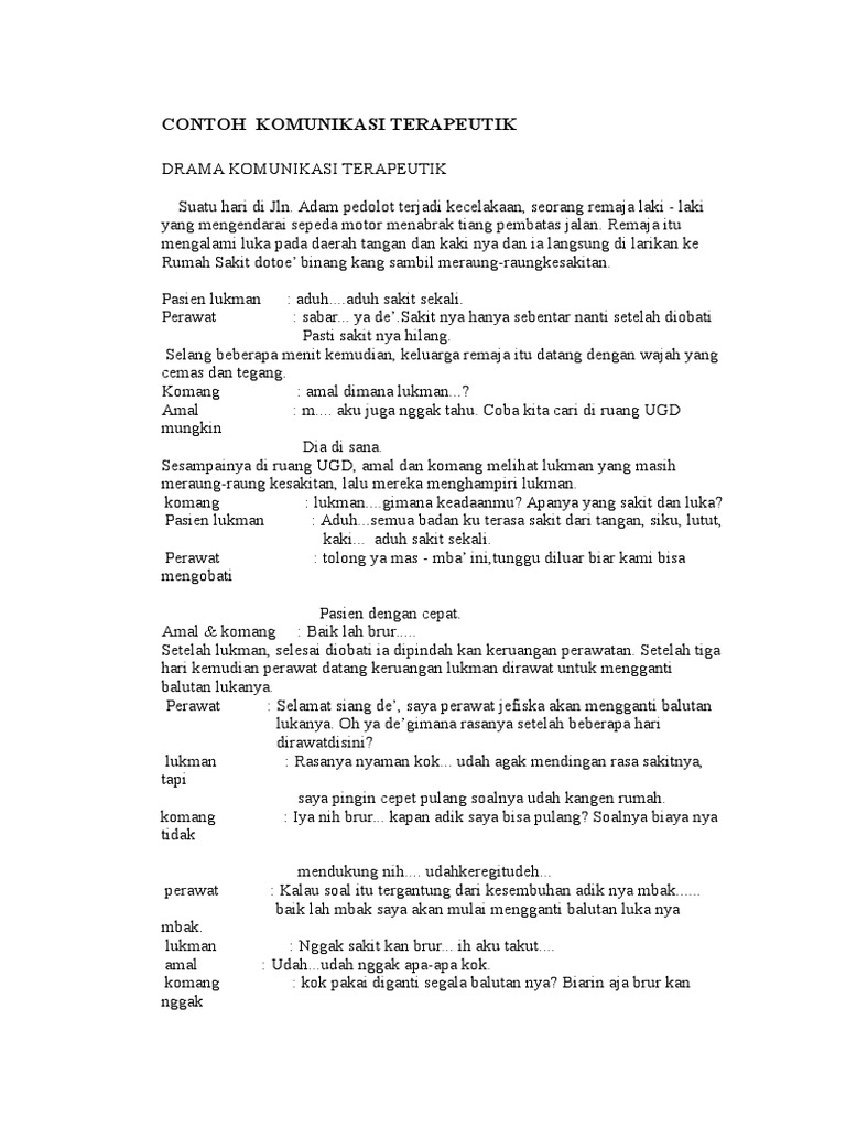 Contoh Komunikasi Terapeutik