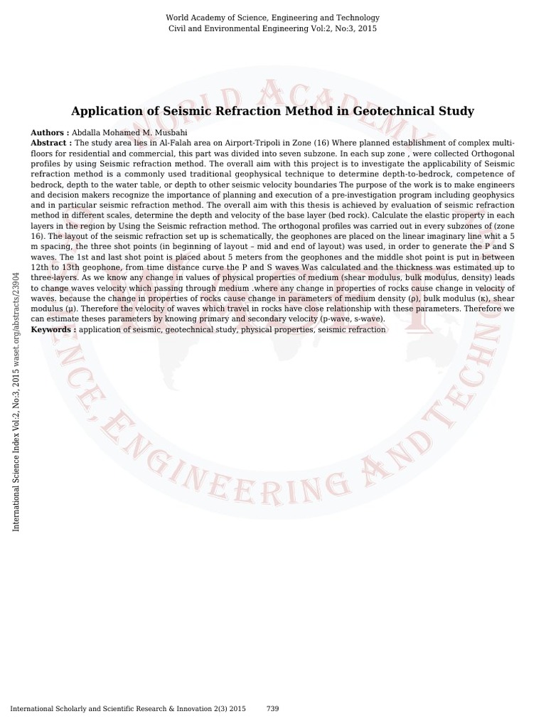 Application of Seismic Refraction Method in Geotechnical Study | PDF ...