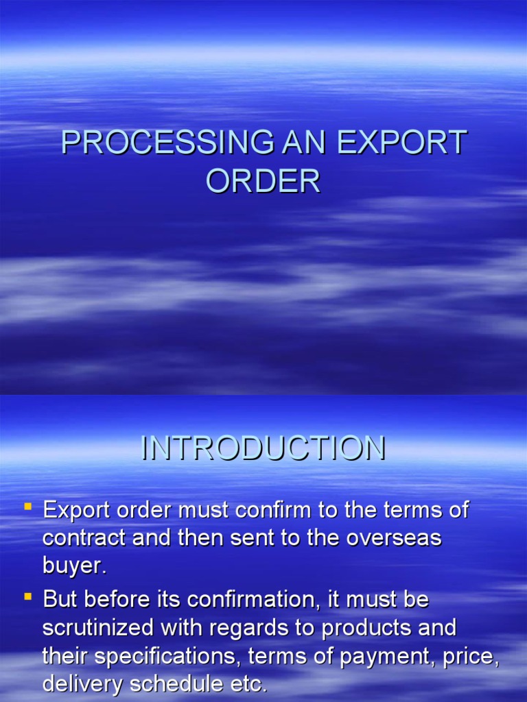 Export Order Processing Guide | PDF | Pro Forma | Private Law